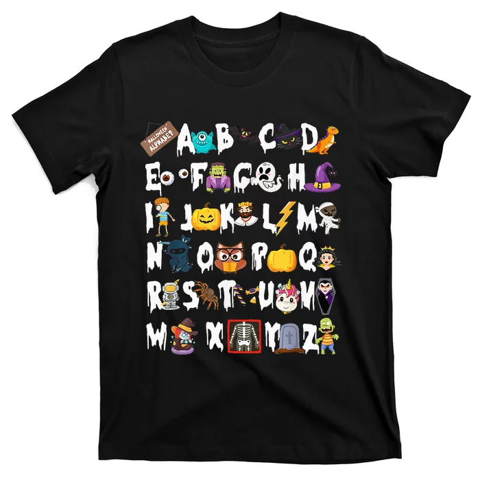 ABCs Learning Kindergarten Teacher Funny Halloween Alphabet T-Shirt