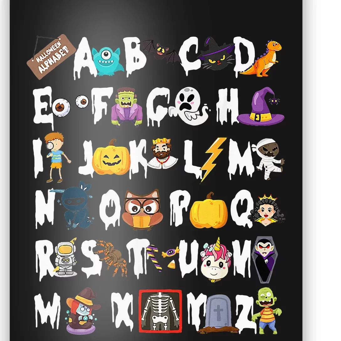 ABCs Learning Kindergarten Teacher Funny Halloween Alphabet Poster