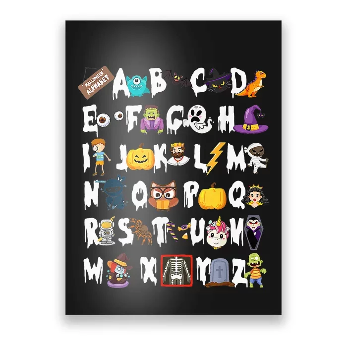 ABCs Learning Kindergarten Teacher Funny Halloween Alphabet Poster