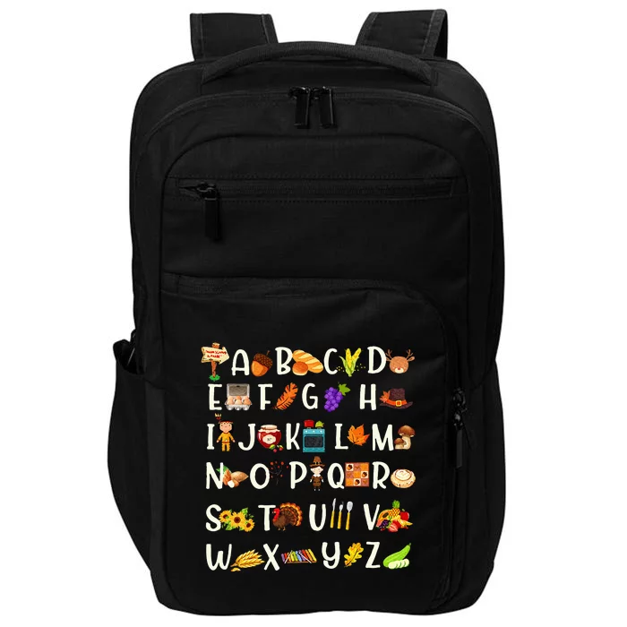 ABCs Learning Kindergarten Teacher Thanksgiving Alphabet Impact Tech Backpack