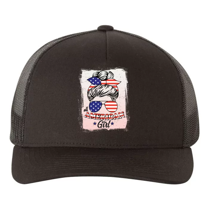 All American Girl USA American Flag Yupoong Adult 5-Panel Trucker Hat