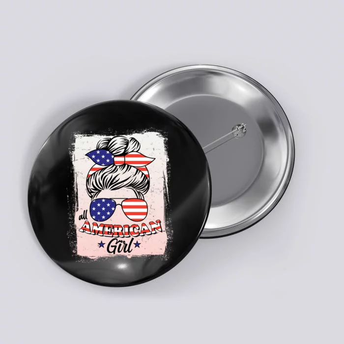 All American Girl USA American Flag Button