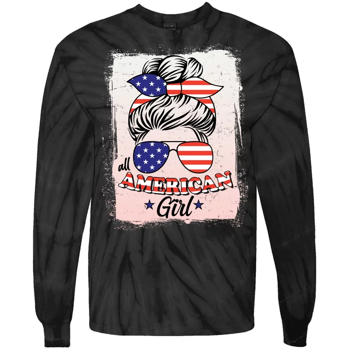 All American Girl USA American Flag Tie-Dye Long Sleeve Shirt