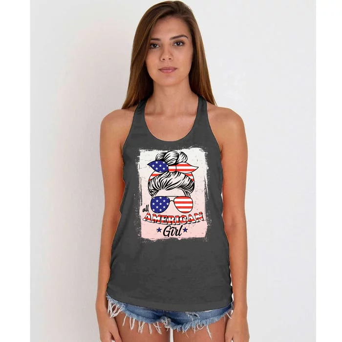 All American Girl USA American Flag Women's Knotted Racerback Tank