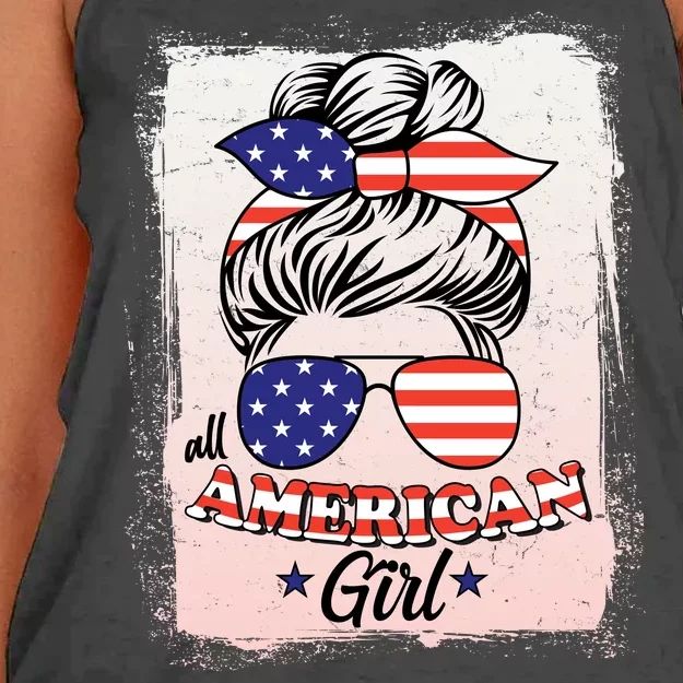 All American Girl USA American Flag Women's Knotted Racerback Tank