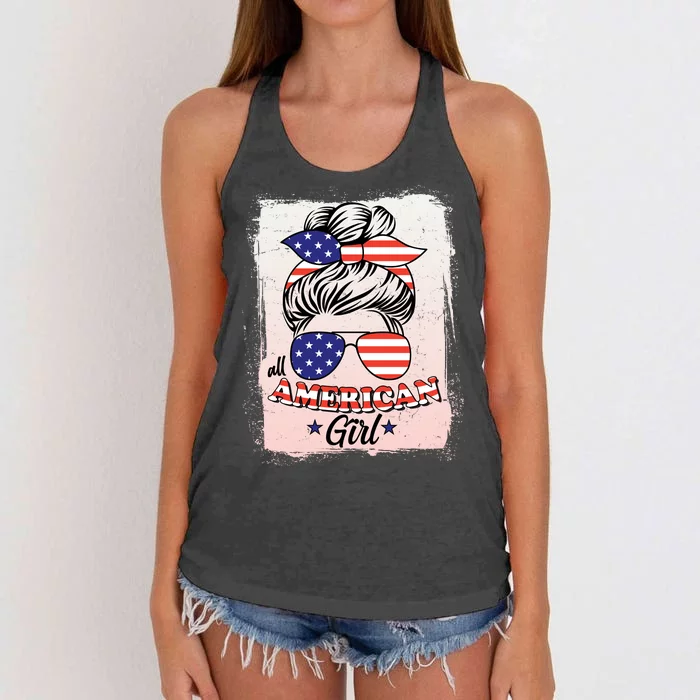 All American Girl USA American Flag Women's Knotted Racerback Tank