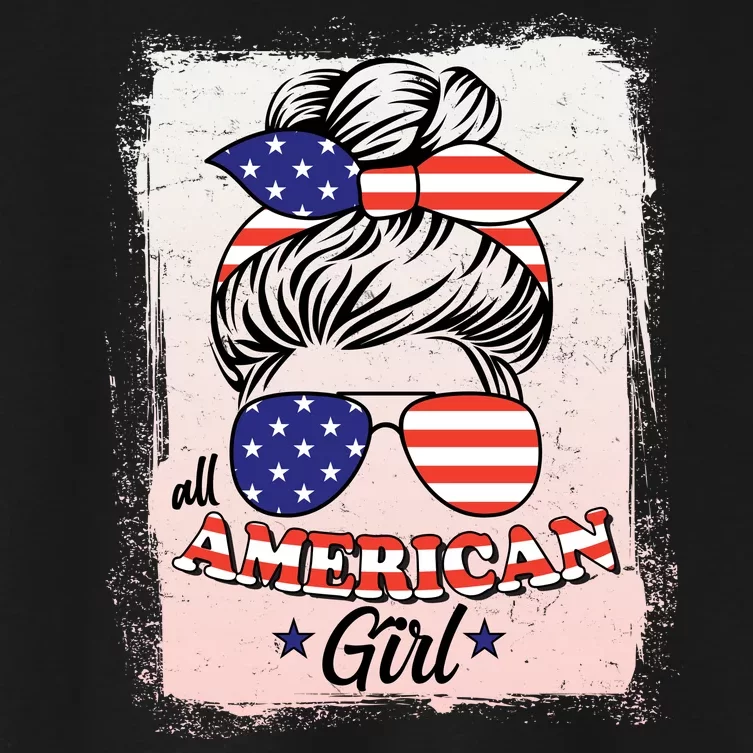 All American Girl USA American Flag Women's Crop Top Tee