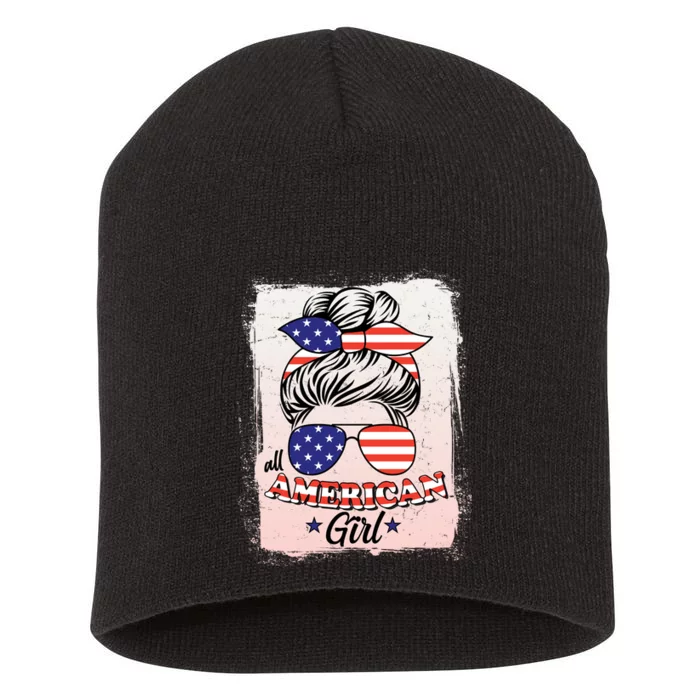 All American Girl USA American Flag Short Acrylic Beanie