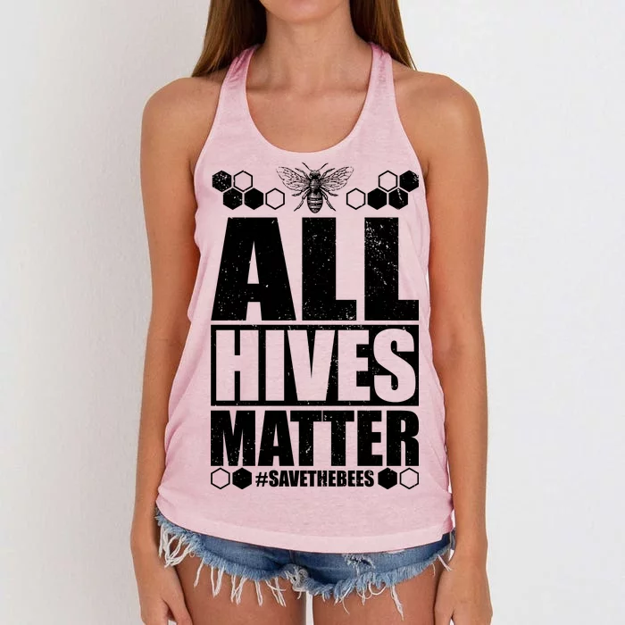 All Hives Matter Save The Bees Women's Knotted Racerback Tank