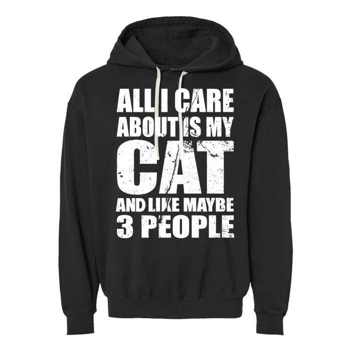 All I Care About Is My Cat And Like 3 People Garment-Dyed Fleece Hoodie