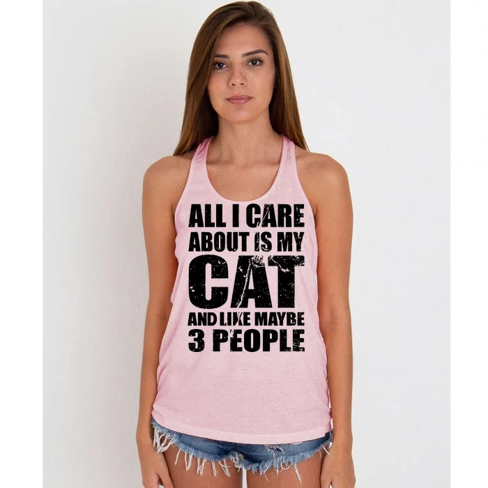 All I Care About Is My Cat And Like 3 People Women's Knotted Racerback Tank