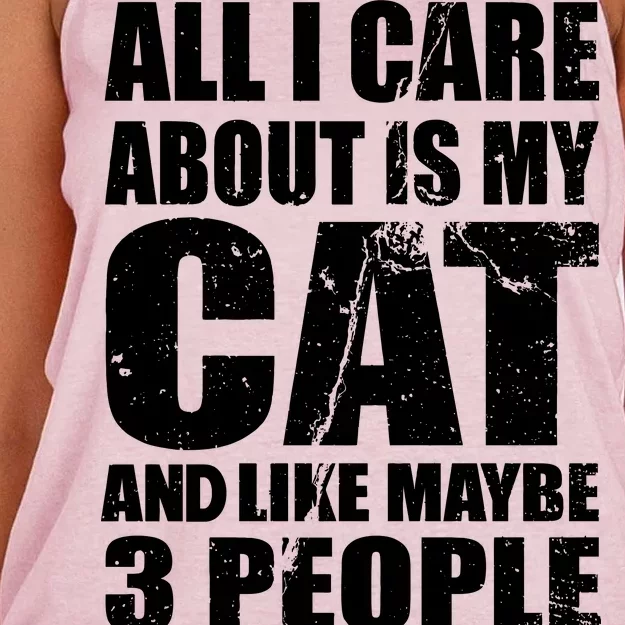 All I Care About Is My Cat And Like 3 People Women's Knotted Racerback Tank