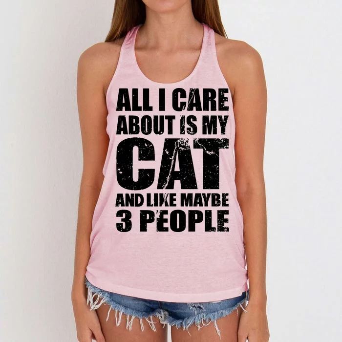 All I Care About Is My Cat And Like 3 People Women's Knotted Racerback Tank