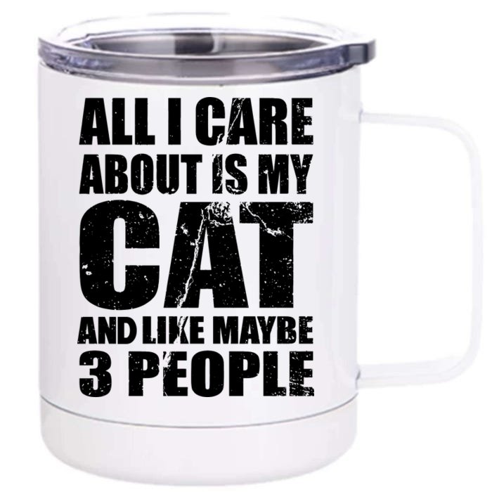 All I Care About Is My Cat And Like 3 People Front & Back 12oz Stainless Steel Tumbler Cup