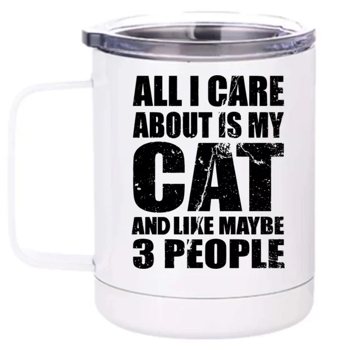 All I Care About Is My Cat And Like 3 People Front & Back 12oz Stainless Steel Tumbler Cup