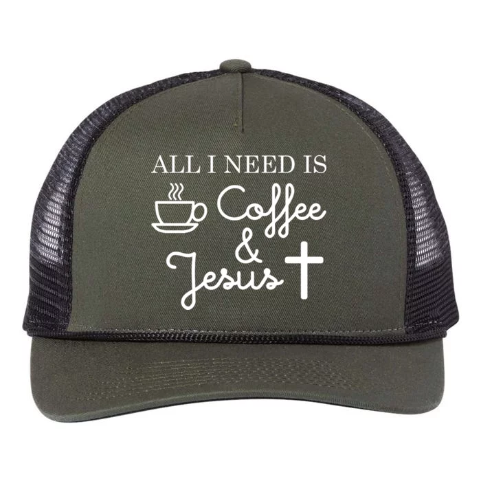 All I Need is Coffee and Jesus Retro Rope Trucker Hat Cap