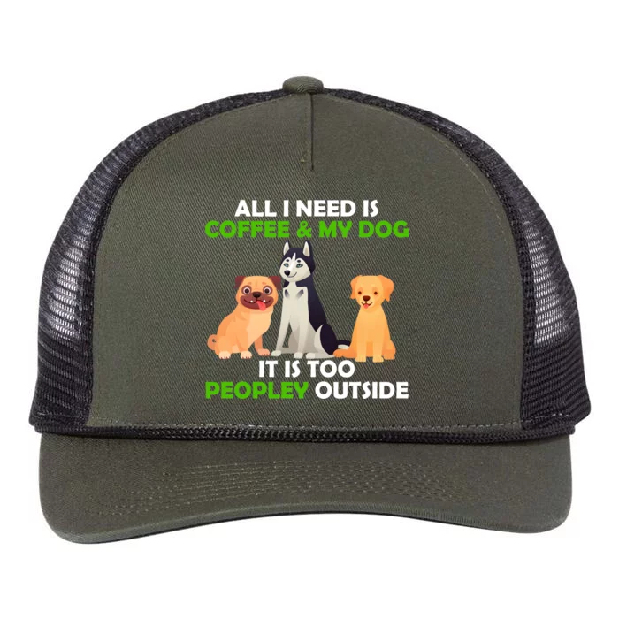 All I Need Is Coffee And My Dog Retro Rope Trucker Hat Cap