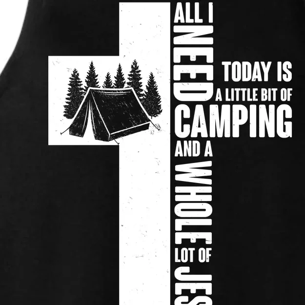 All I Need Today Is Camping And Whole Lot Of Jesus Ladies Tri-Blend Wicking Tank