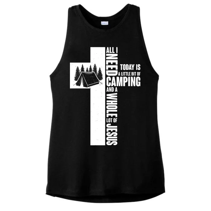 All I Need Today Is Camping And Whole Lot Of Jesus Ladies Tri-Blend Wicking Tank