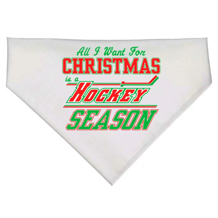 All I Want For Christmas Is A Hockey Season USA-Made Doggie Bandana