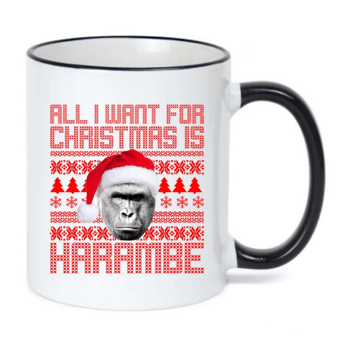 All I Want for Christmas is Harambe Ugly Sweater Design Black Color Changing Mug