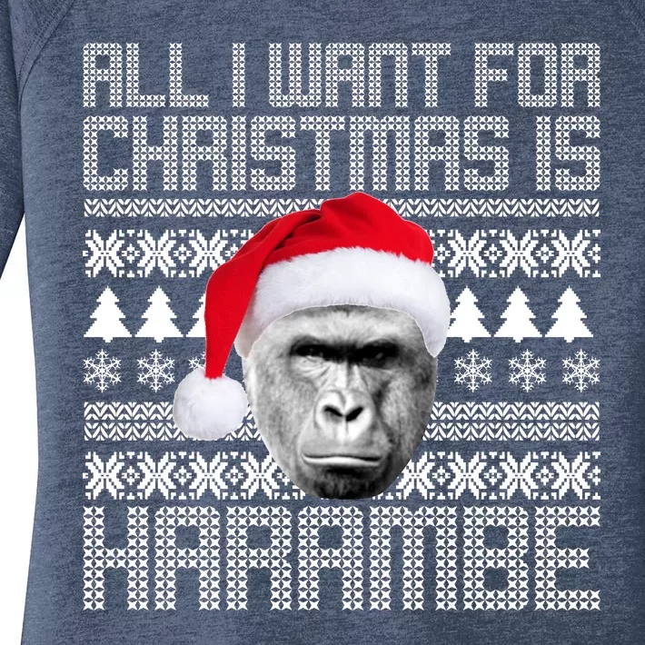 All I Want for Christmas is Harambe Ugly Sweater Design Women's Perfect Tri Tunic Long Sleeve Shirt