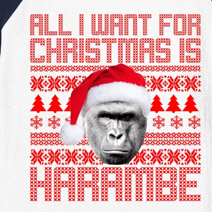 All I Want for Christmas is Harambe Ugly Sweater Design Baseball Sleeve Shirt