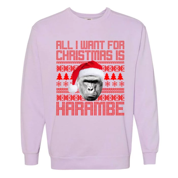 All I Want for Christmas is Harambe Ugly Sweater Design Garment-Dyed Sweatshirt