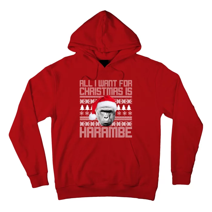 All I Want for Christmas is Harambe Ugly Sweater Design Hoodie