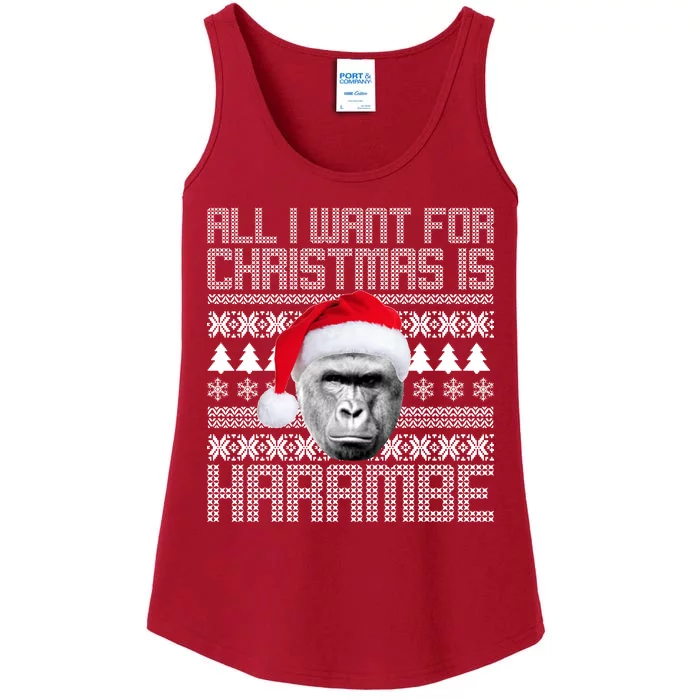 All I Want for Christmas is Harambe Ugly Sweater Design Ladies Essential Tank