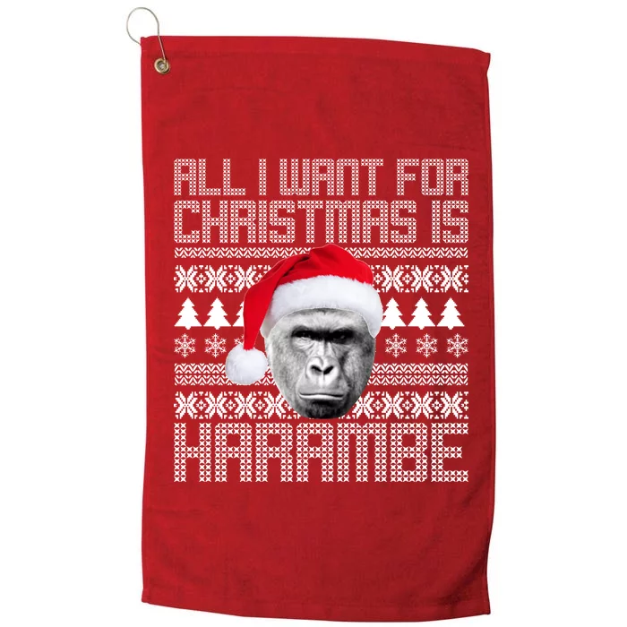 All I Want for Christmas is Harambe Ugly Sweater Design Platinum Collection Golf Towel