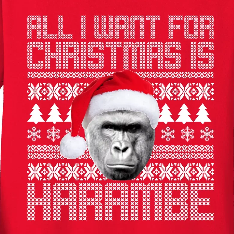 All I Want for Christmas is Harambe Ugly Sweater Design Kids Long Sleeve Shirt