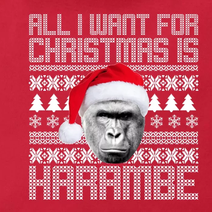 All I Want for Christmas is Harambe Ugly Sweater Design Zip Tote Bag