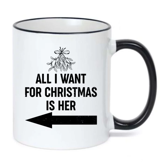 All I Want For Christmas Is Her Matching Couples Black Color Changing Mug