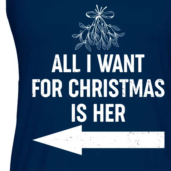 All I Want For Christmas Is Her Matching Couples Ladies Essential Flowy Tank