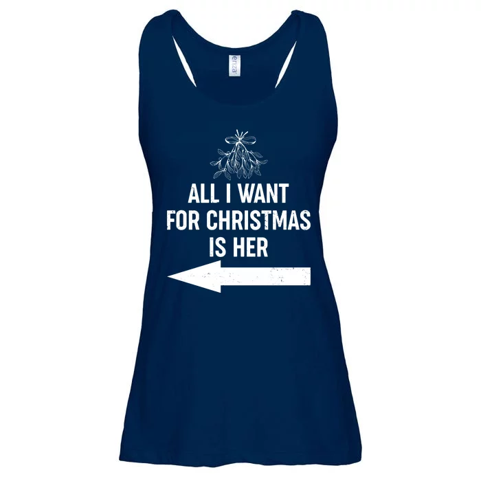 All I Want For Christmas Is Her Matching Couples Ladies Essential Flowy Tank