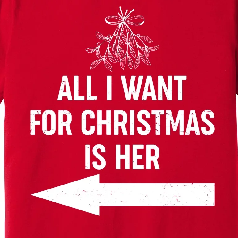 All I Want For Christmas Is Her Matching Couples Premium T-Shirt