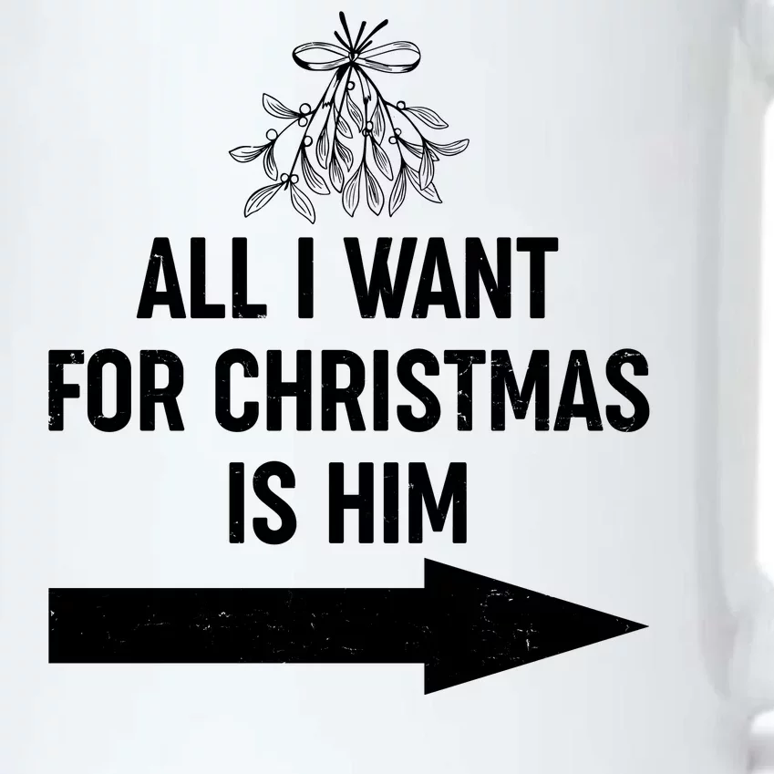 All I Want For Christmas Is Him Matching Couples Black Color Changing Mug