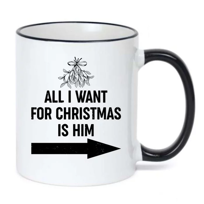 All I Want For Christmas Is Him Matching Couples Black Color Changing Mug