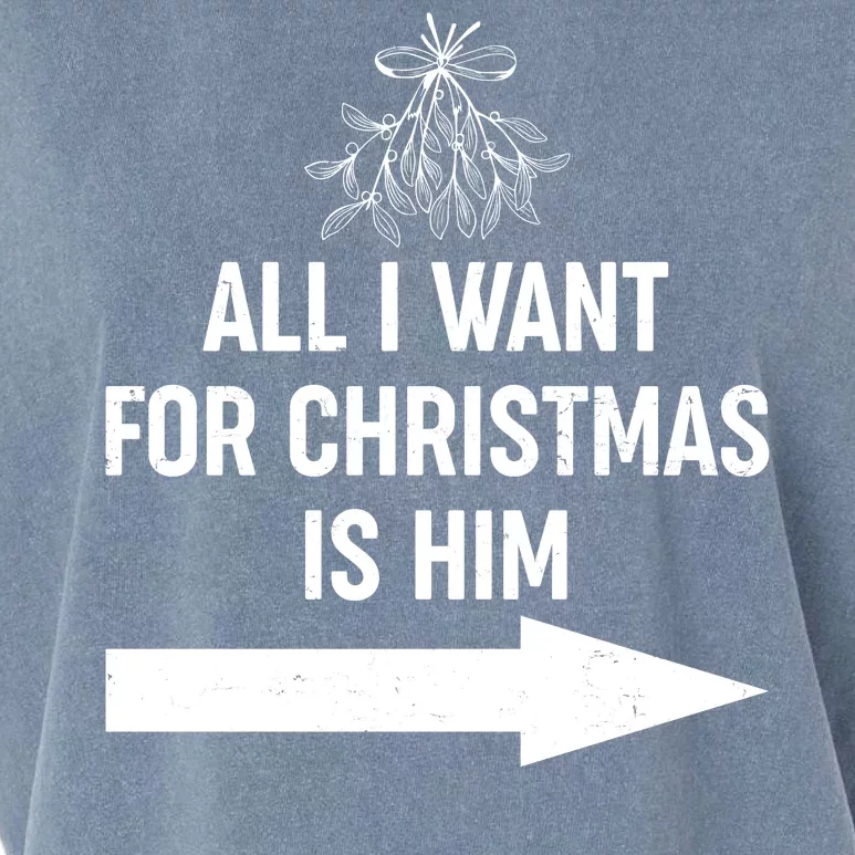 All I Want For Christmas Is Him Matching Couples Garment-Dyed Women's Muscle Tee