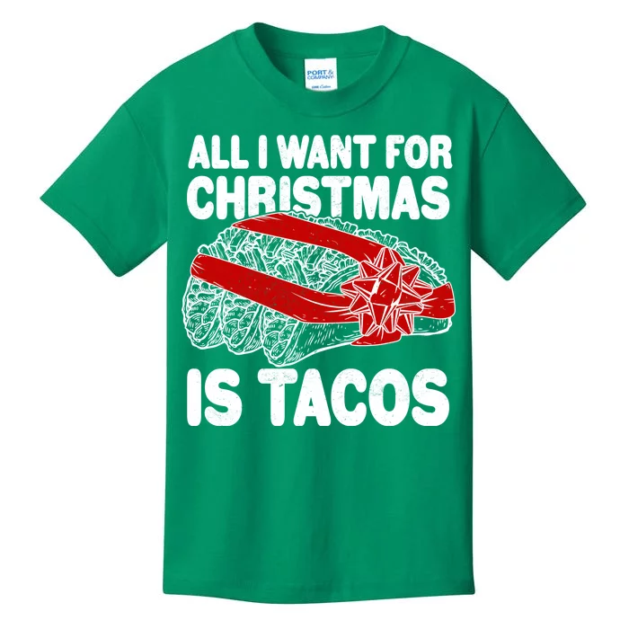 All I Want For Christmas Is Tacos Funny Kids T-Shirt