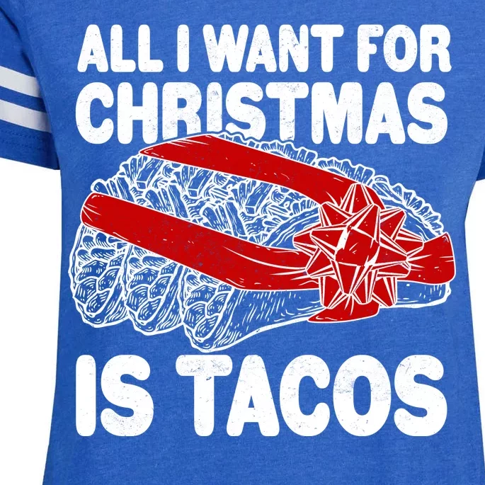 All I Want For Christmas Is Tacos Funny Enza Ladies Jersey Football T-Shirt