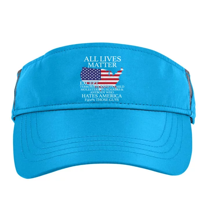 All Lives Matter EXCEPT Pro American Adult Drive Performance Visor