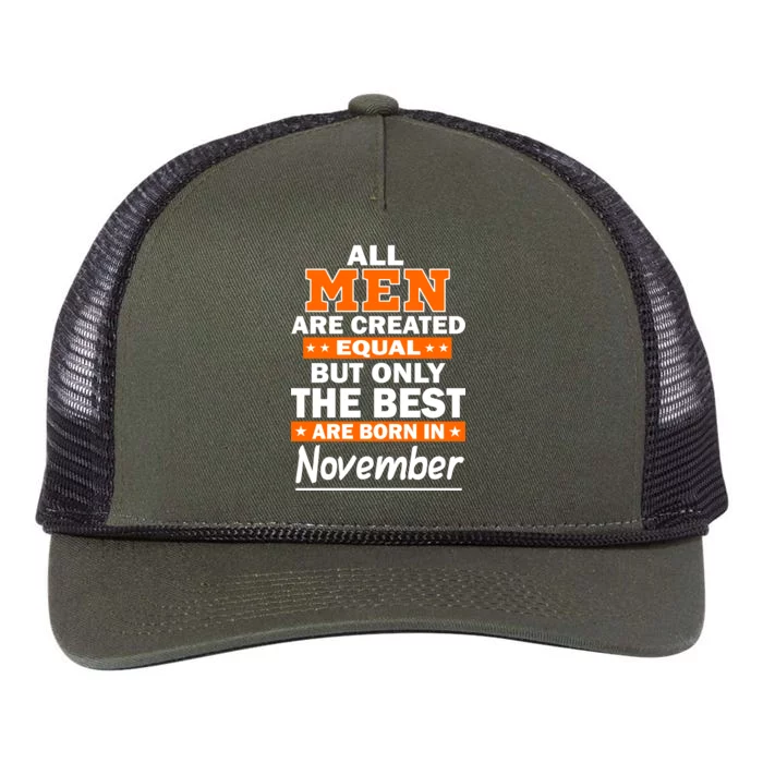 All Men Are Created Equal The Best Are Born In November Retro Rope Trucker Hat Cap