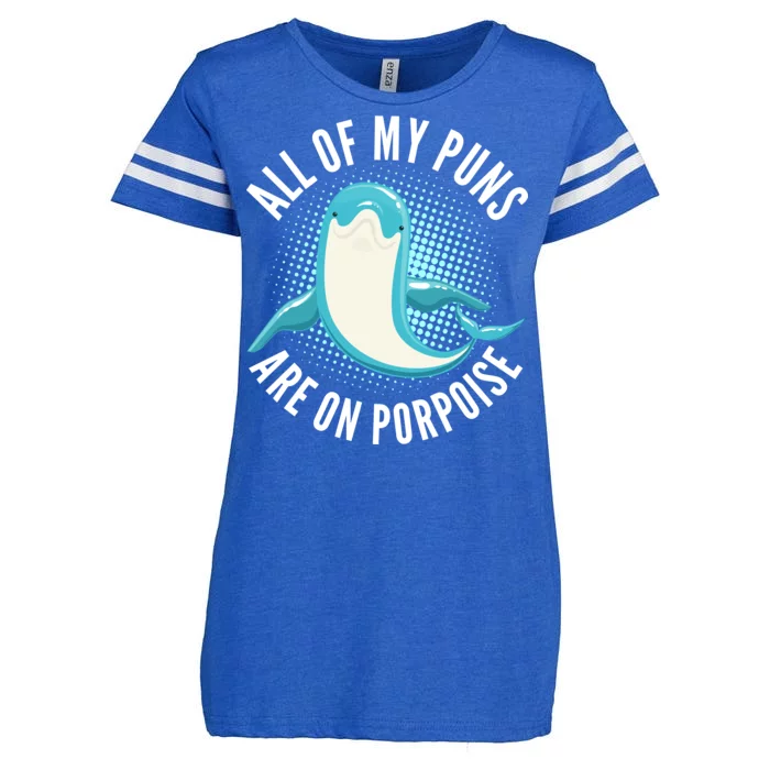 All Of My Puns Are On Porpoise Enza Ladies Jersey Football T-Shirt