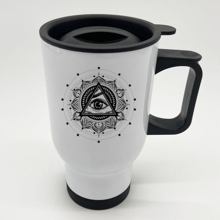 All Seeing Eye Hypnosis Psychic Front & Back Stainless Steel Travel Mug