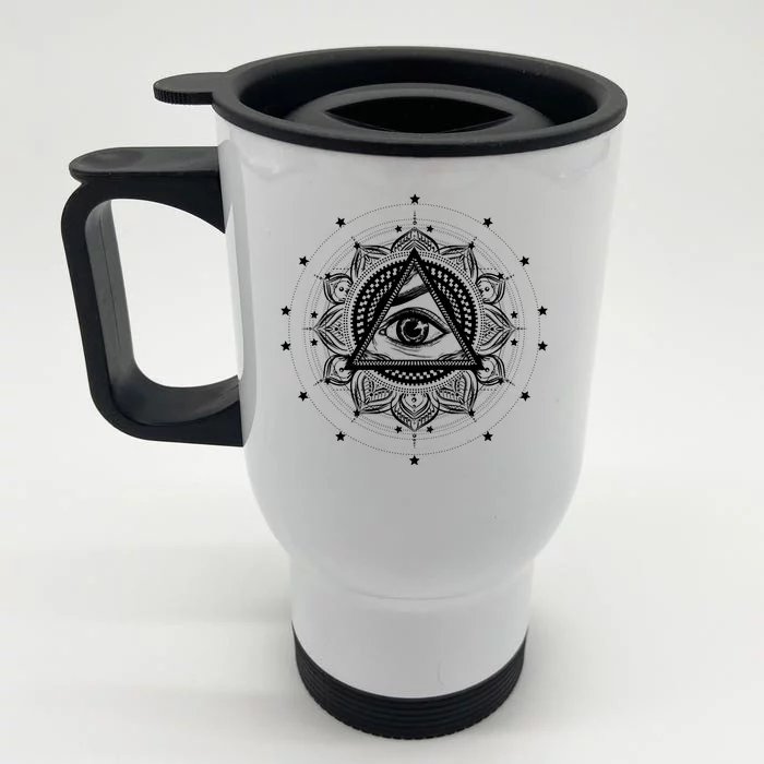 All Seeing Eye Hypnosis Psychic Front & Back Stainless Steel Travel Mug