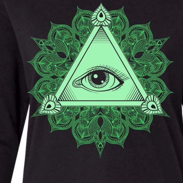 All Seeing Pyramid Eye Womens Cotton Relaxed Long Sleeve T-Shirt