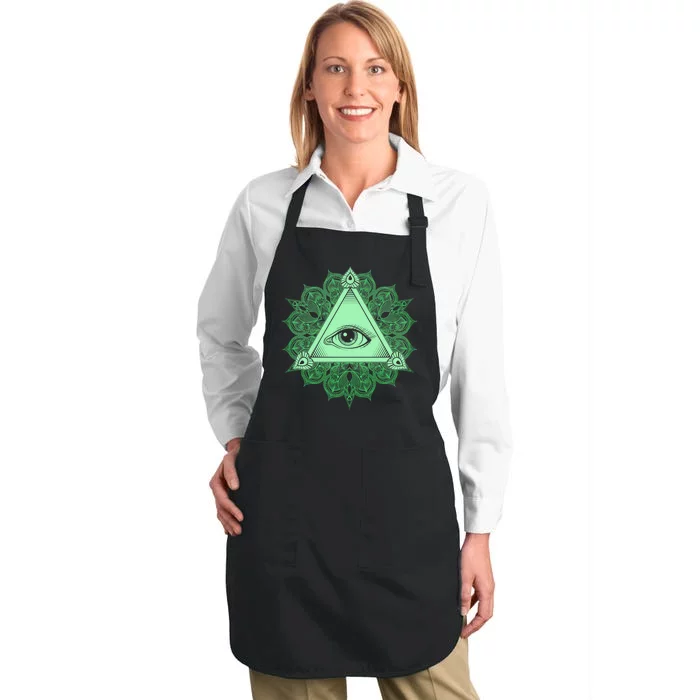 All Seeing Pyramid Eye Full-Length Apron With Pocket