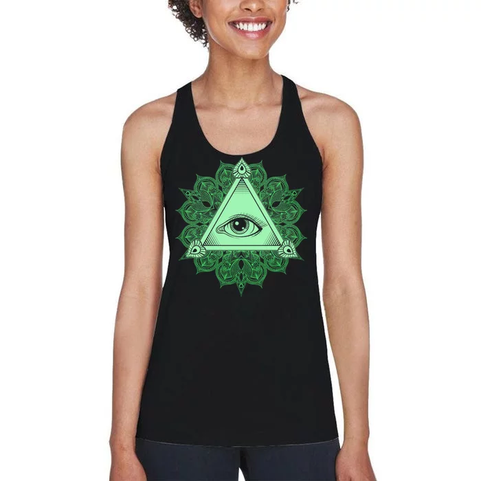 All Seeing Pyramid Eye Women's Racerback Tank